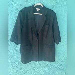 Coldwater Creek Women's Black  3/4 Sleeve Linen Blend Blazer size 2XL
